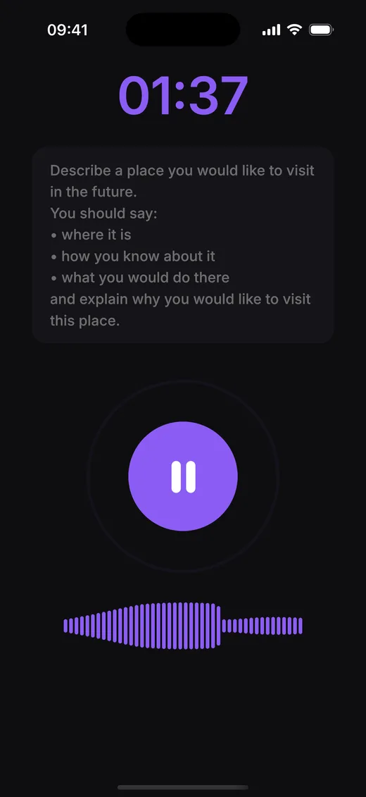 Recording an answer with a two-minute timer